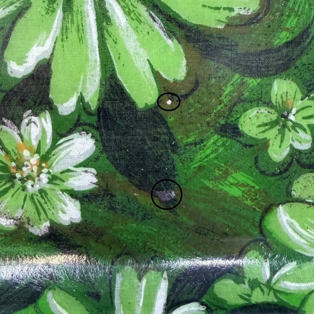 VTG 1960s MCM Fiberglass Floral Serving Tray 16x12 Green‎ Daisy Retro